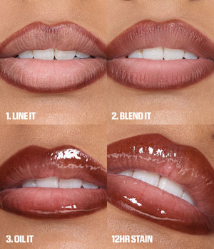 TEINTÉ dual sided lip contour stain on lips, 12-hour wear